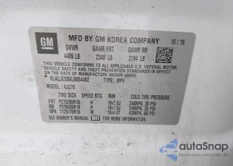 2020 Buick Encore Awd Preferred из США, поврежденный, VIN KL4CJESB6LB054492